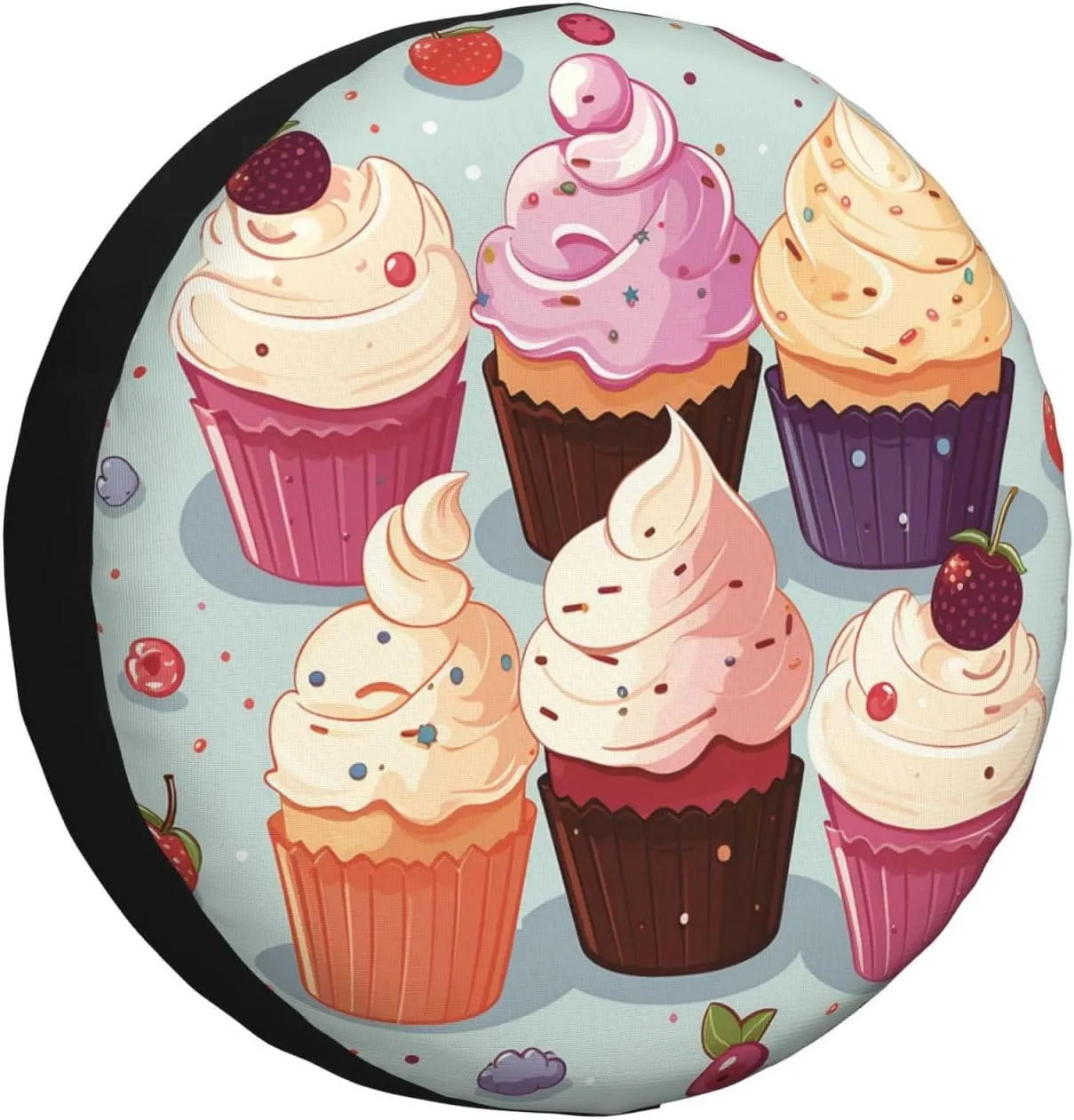 Cupcakes Tire Cover Outdoor Waterproof Snow Sun Rain Wheel Cover Portable Wheel Bags Camper Spare Tire Cover Universal Car Tire Protectors for Trailer RV SUV