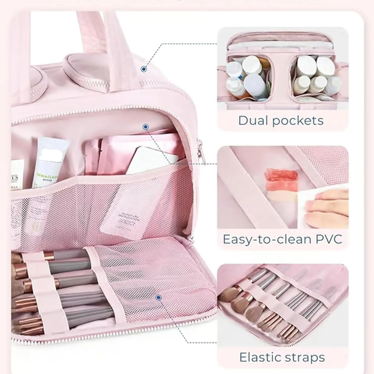 Cureaway Travel Bag, Curetoaway Large Capacity, Wide-Open Waterproof Organizer, Dry-and-Wet Separation, Makeup & Toiletry Bag for Women. (Purple)