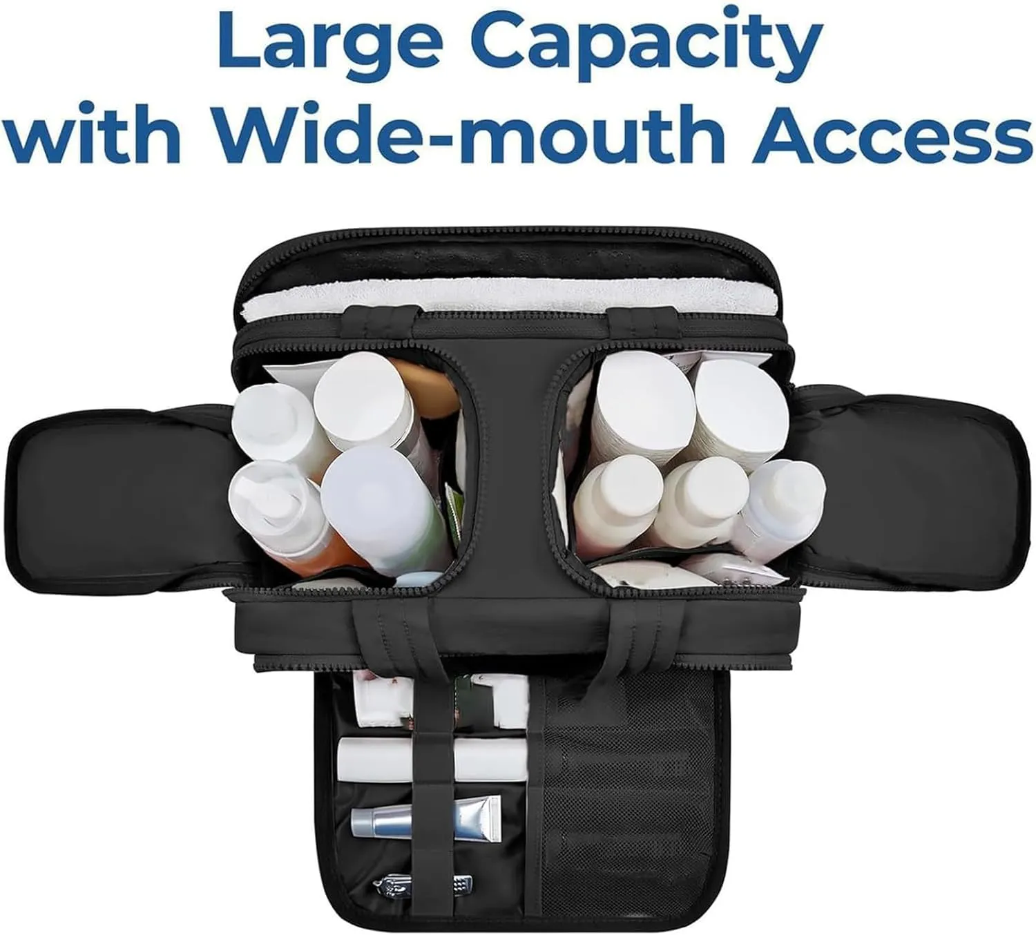Curetoaway Travel Cosmetic Bag, Colaborateam Large Capacity Wide-Open Travel Cosmetic Bag, Ultra Light & Soft Materials, Dry-and-Wet Separation, Easy Access & Keep Upright, 2025 New Spring In (B Set)