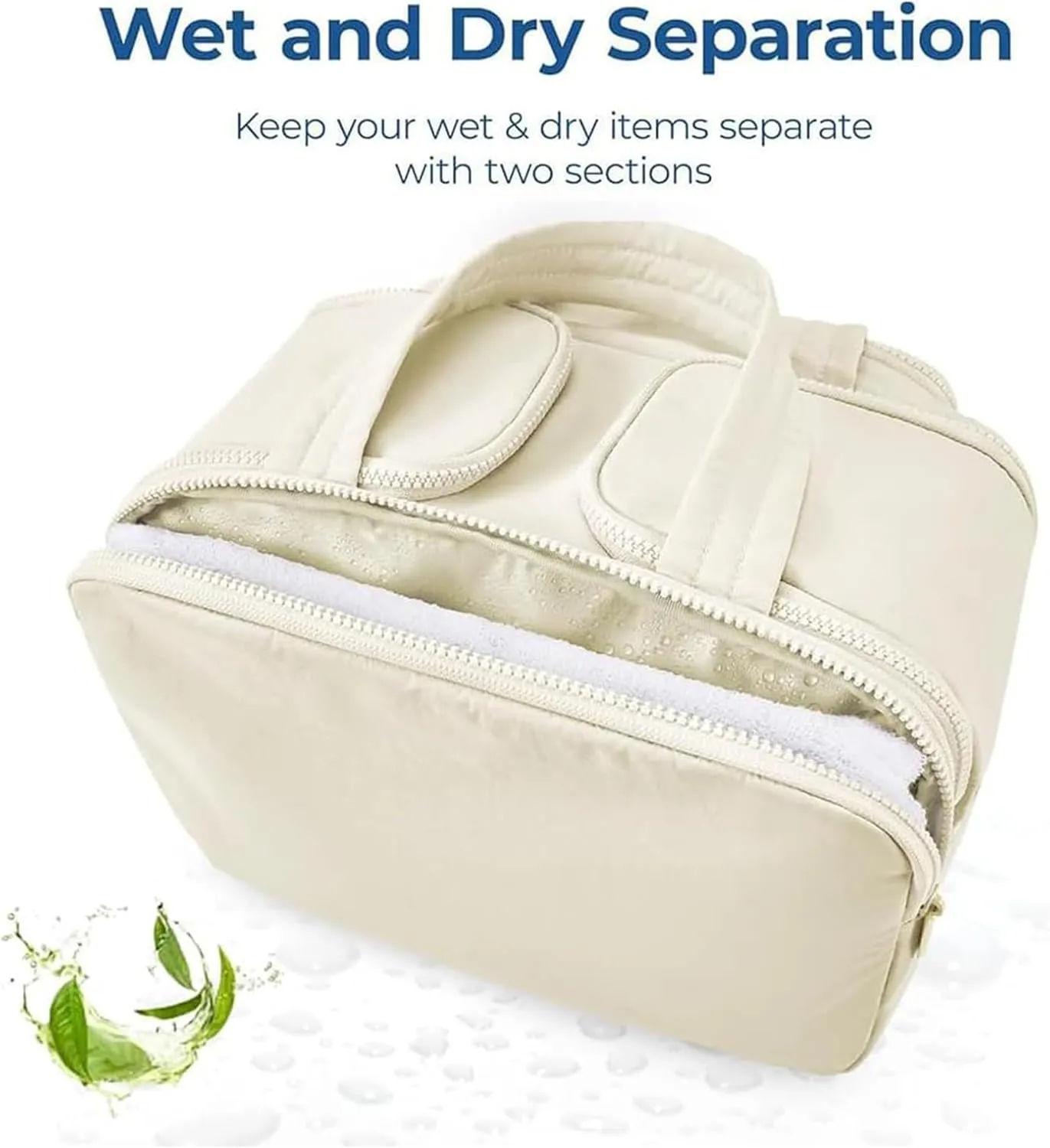Curetoaway Travel Cosmetic Bag, Colaborateam Large Capacity Wide-Open Travel Cosmetic Bag, Ultra Light & Soft Materials, Dry-and-Wet Separation, Easy Access & Keep Upright, 2025 New Spring In (B Set)