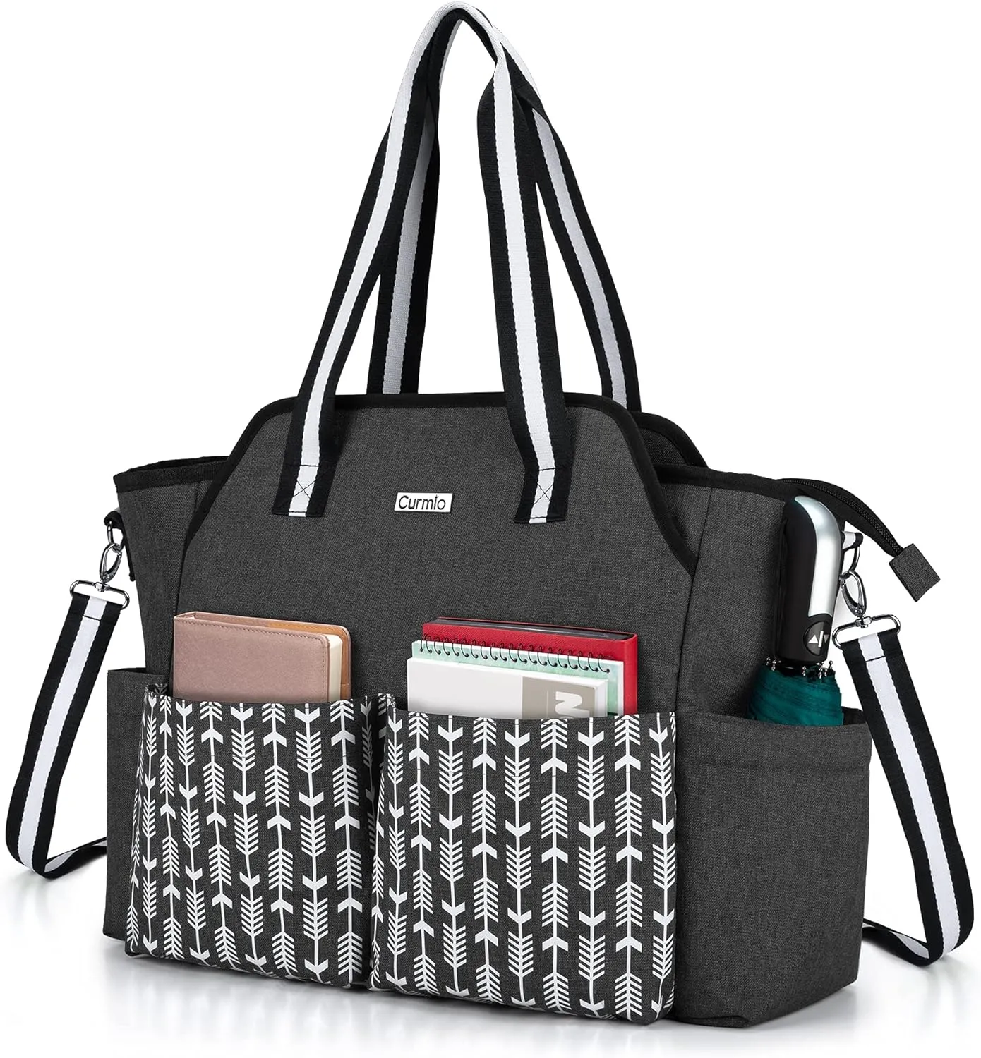 CURMIO Teacher Work Bag for Women, Portable Teacher Utility Tote Bag with Padded Laptop Sleeve