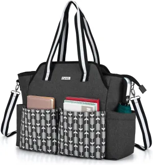 CURMIO Teacher Work Bag for Women, Portable Teacher Utility Tote Bag with Padded Laptop Sleeve