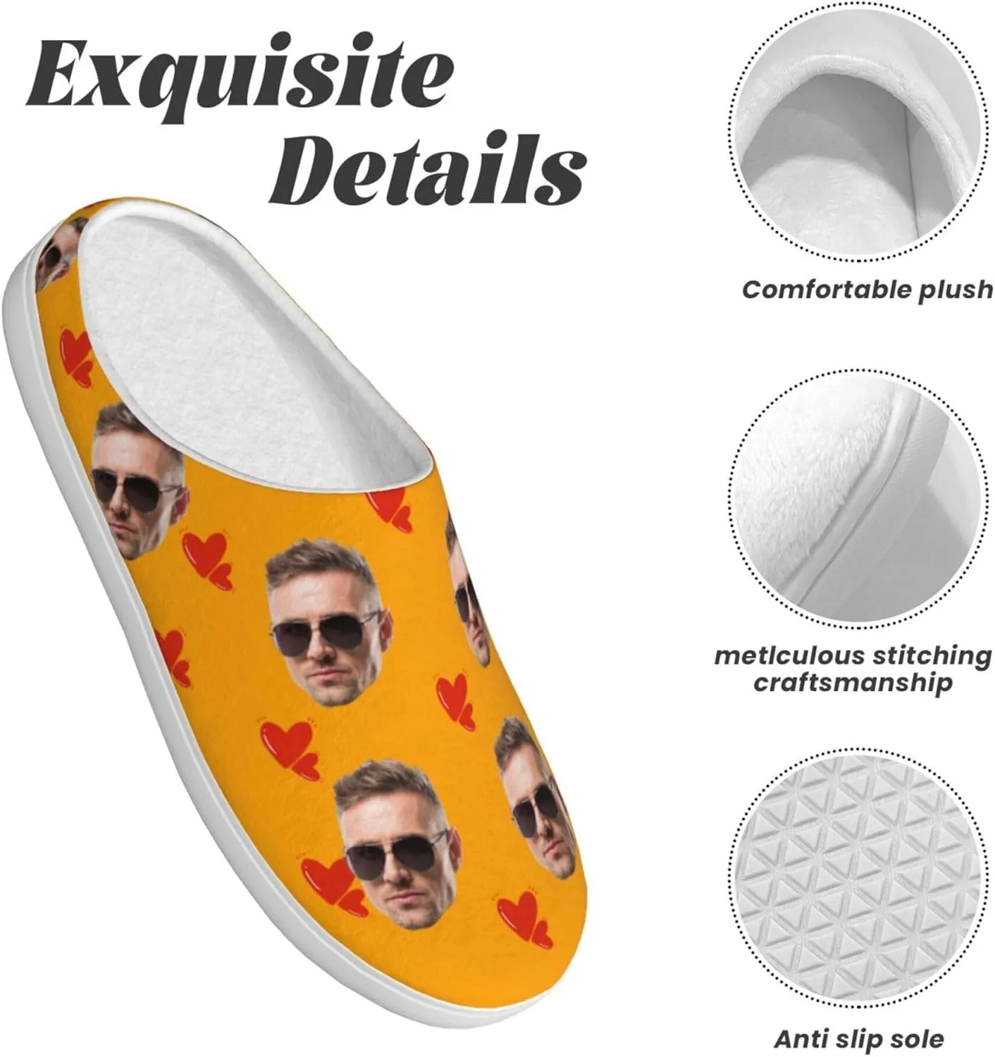 Custom Cotton Slippers Personalized Winter House Slippers With Face Photos And Name Customized Cotton Slippers for Men/Women