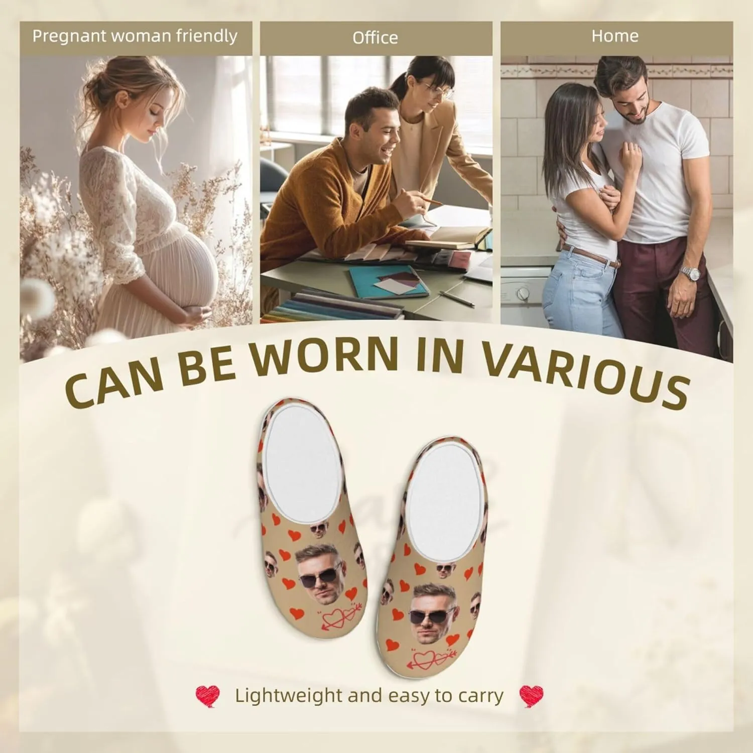 Custom Cotton Slippers Personalized Winter House Slippers With Face Photos And Name Customized Cotton Slippers for Men/Women