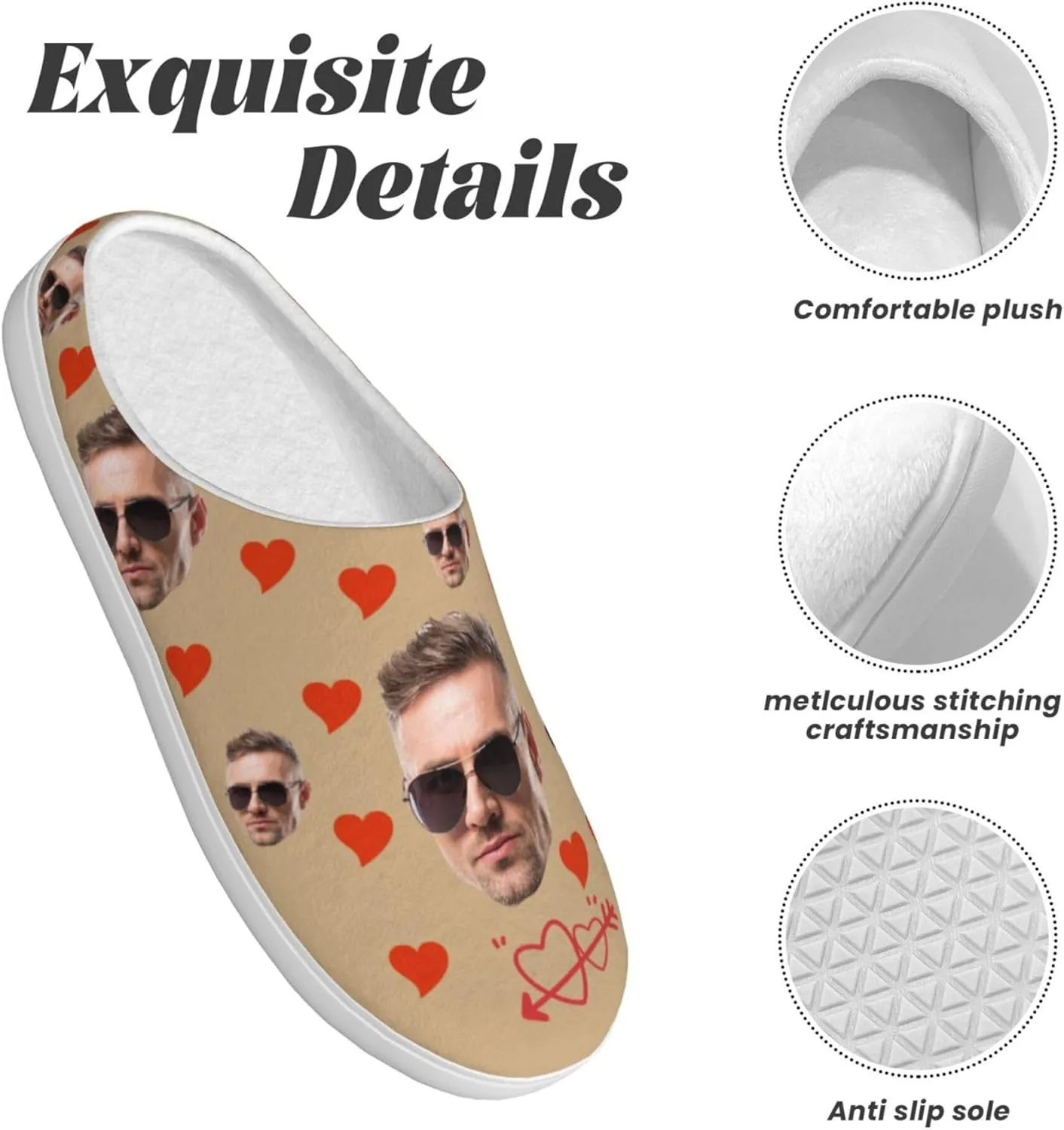Custom Cotton Slippers Personalized Winter House Slippers With Face Photos And Name Customized Cotton Slippers for Men/Women