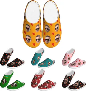 Custom Cotton Slippers Personalized Winter House Slippers With Face Photos And Name Customized Cotton Slippers for Men/Women