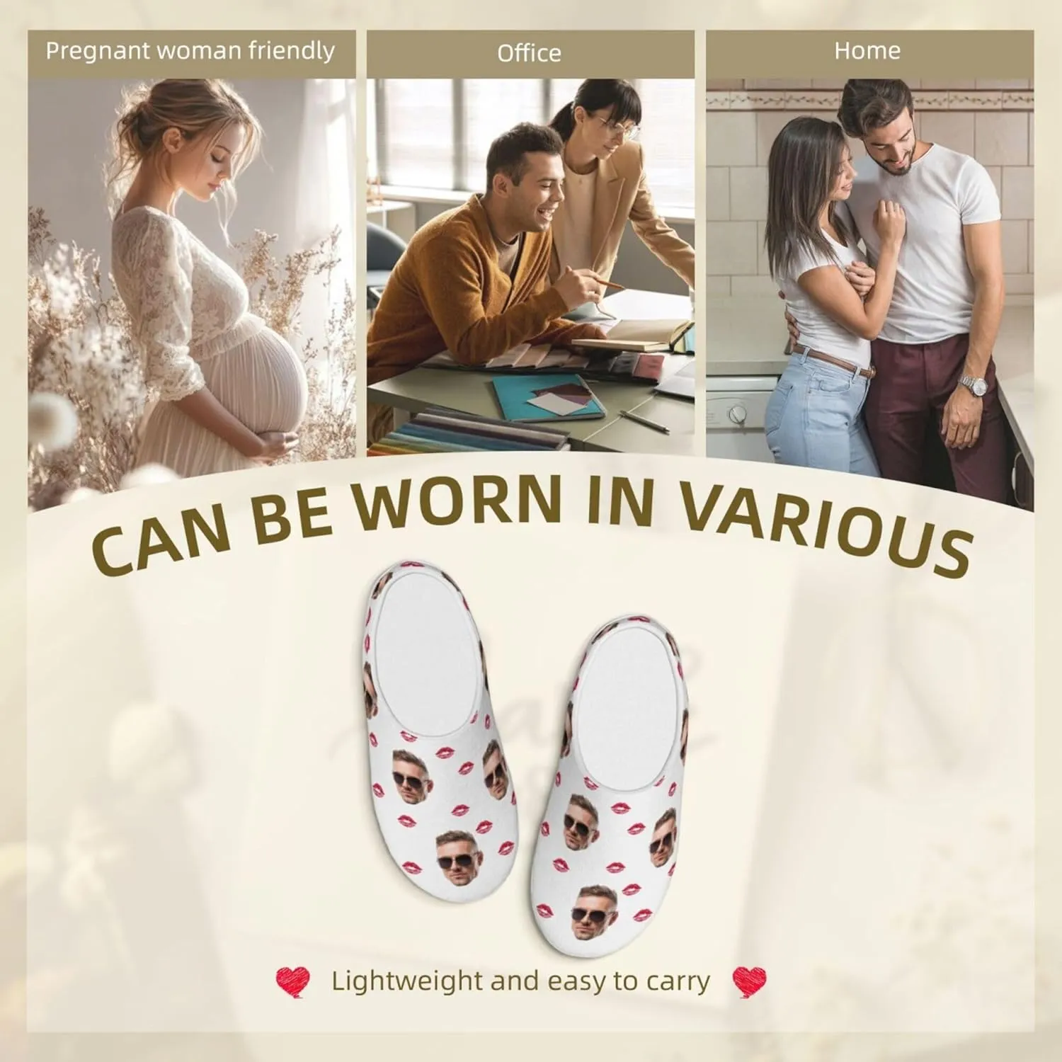 Custom Cotton Slippers Personalized Winter House Slippers With Face Photos And Name Customized Cotton Slippers for Men/Women
