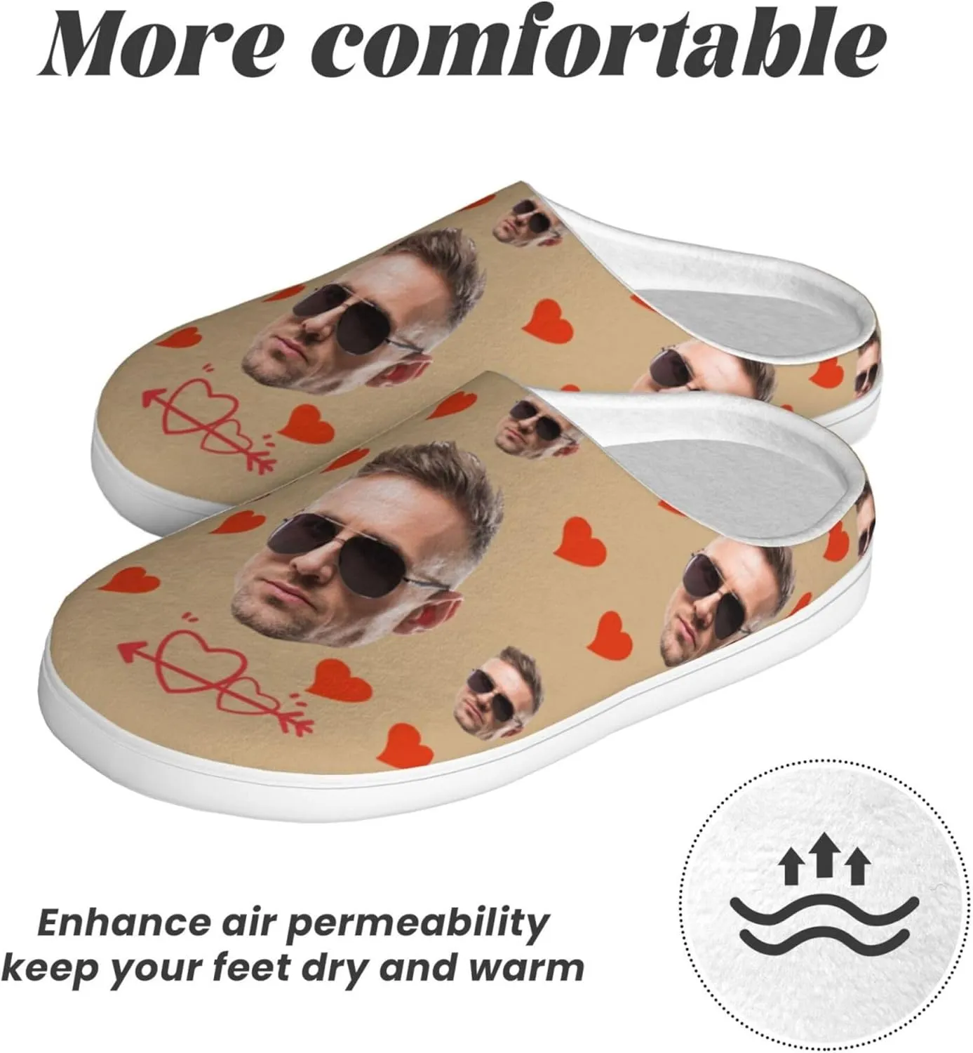 Custom Cotton Slippers Personalized Winter House Slippers With Face Photos And Name Customized Cotton Slippers for Men/Women