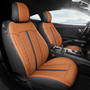 Custom Fit Car Seat Covers for Ford Mustang Fastback/Mach 1/ Coupe (Not for Recaro) 2015 2016 2017 2018 2019 2020 2021 2022 2023, Waterproof Faux Leather Seat Covers BlackBrown