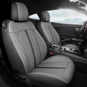 Custom Fit Car Seat Covers for Ford Mustang Fastback/Mach 1/ Coupe (Not for Recaro) 2015 2016 2017 2018 2019 2020 2021 2022 2023, Waterproof Faux Leather Seat Covers BlackGrey