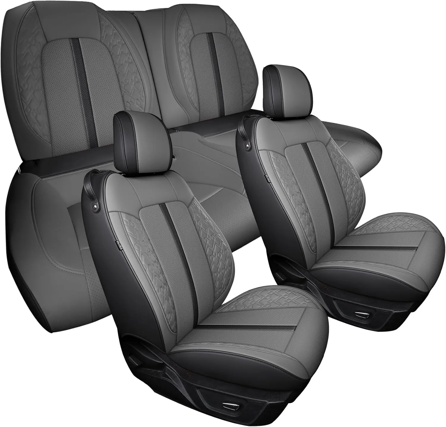 Custom Fit Car Seat Covers for Ford Mustang Fastback/Mach 1/ Coupe (Not for Recaro) 2015 2016 2017 2018 2019 2020 2021 2022 2023, Waterproof Faux Leather Seat Covers BlackGrey
