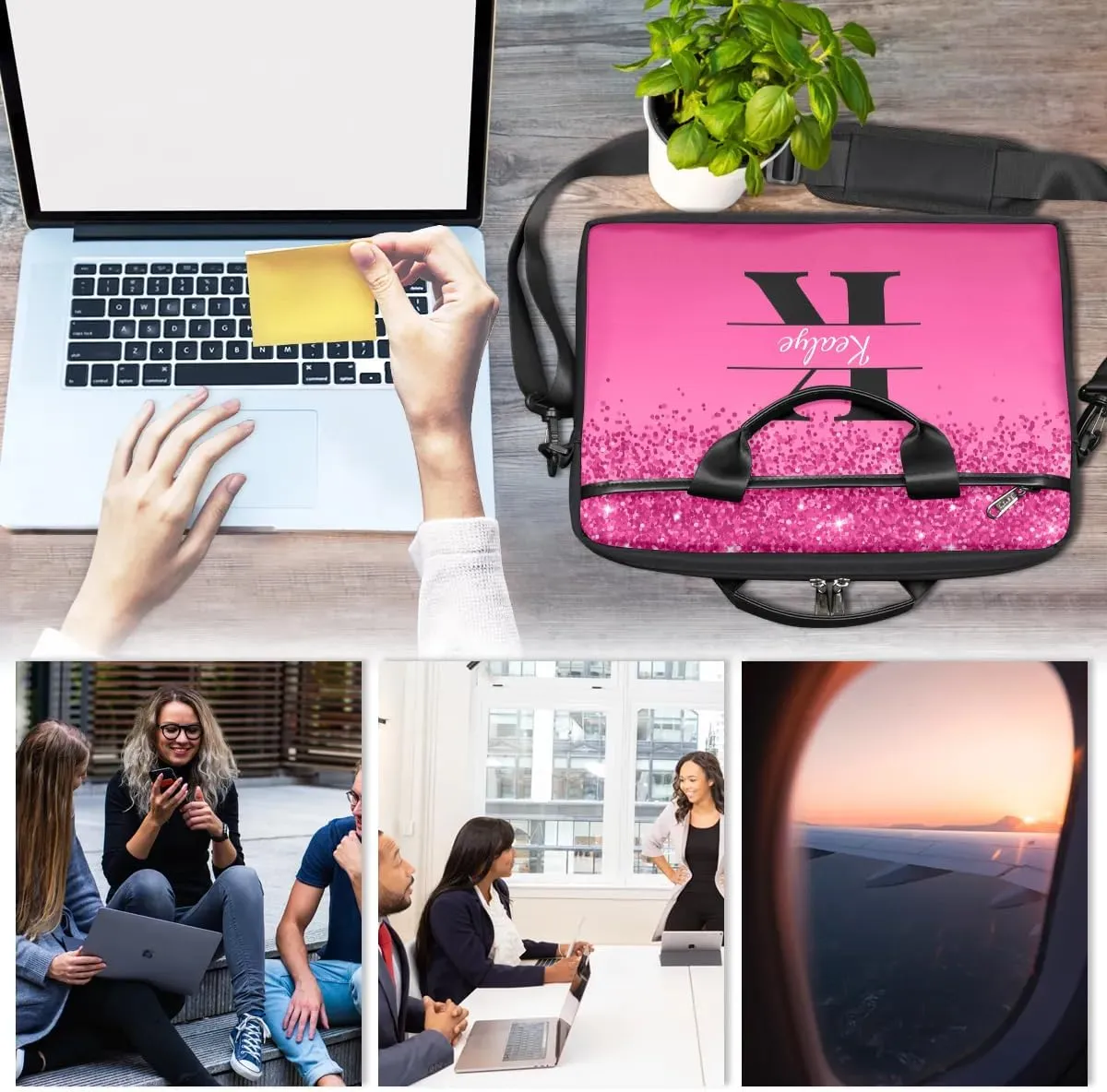Custom Laptop Bag for Women Men Personalized Name 13 14 15.6 inch Laptop Messenger Shoulder Bags