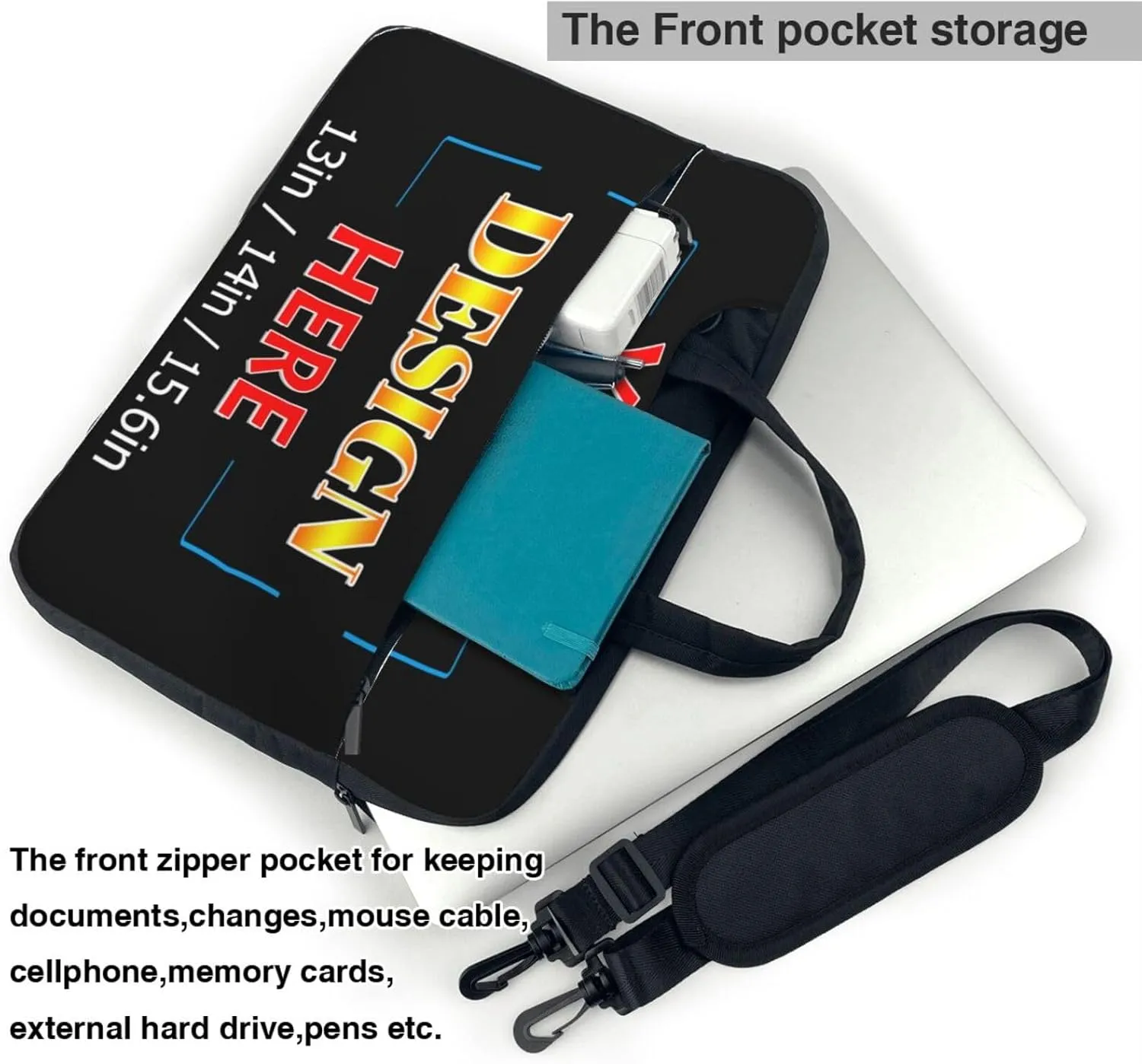 Custom Laptop Bag with Logo Personalized Messenger Shoulder Bag for Laptop Tablet Laptop Sleeve Briefcase with Handle