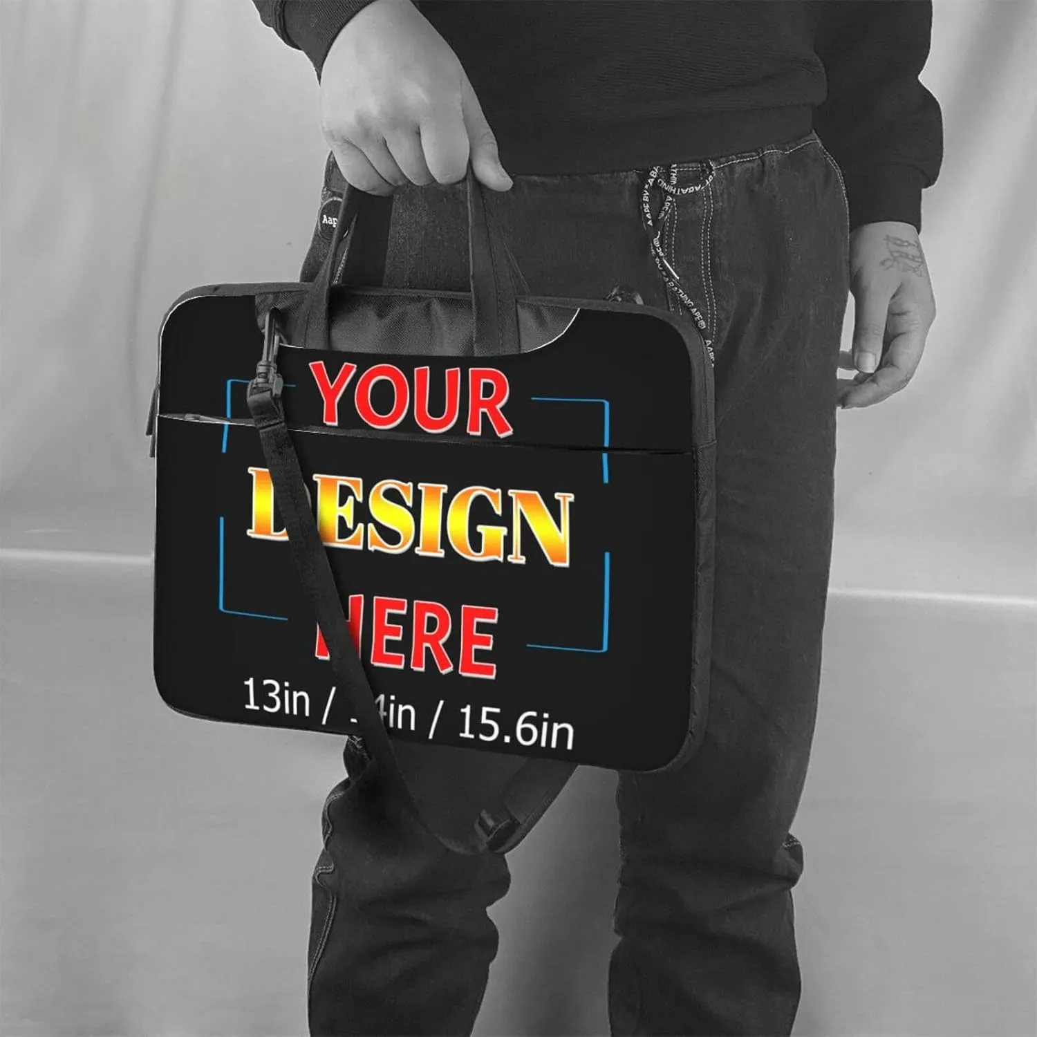 Custom Laptop Bag with Logo Personalized Messenger Shoulder Bag for Laptop Tablet Laptop Sleeve Briefcase with Handle