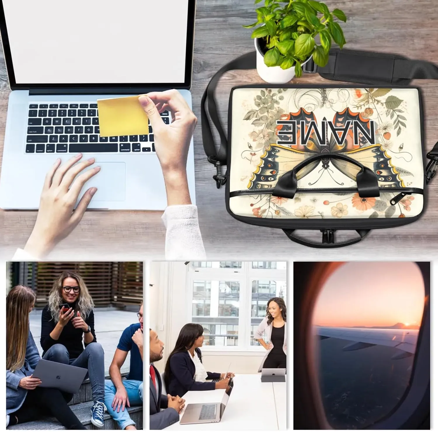 Custom Laptop Bag with Name Personalized 15 Inch Shoulder Computer Bag
