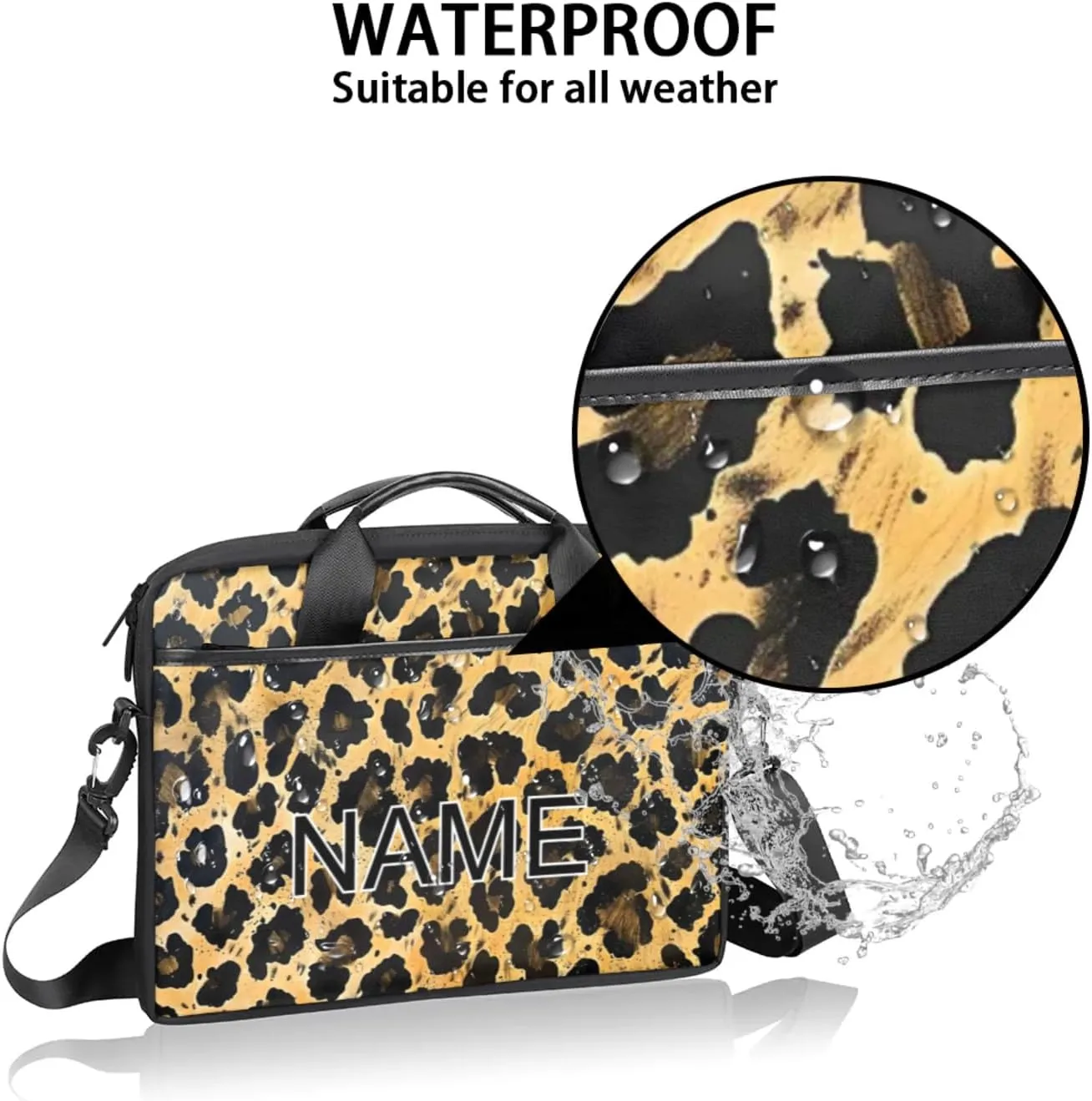 Custom Laptop Bag with Name Personalized 15 Inch Shoulder Computer Bag