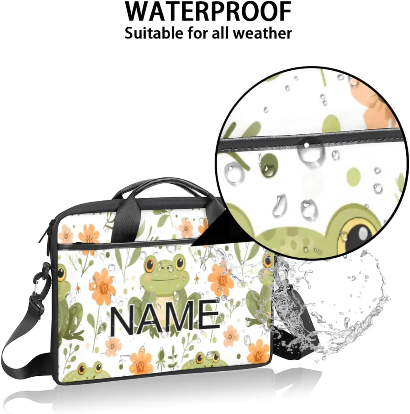Custom Laptop Bag with Name Personalized 15 Inch Shoulder Computer Bag