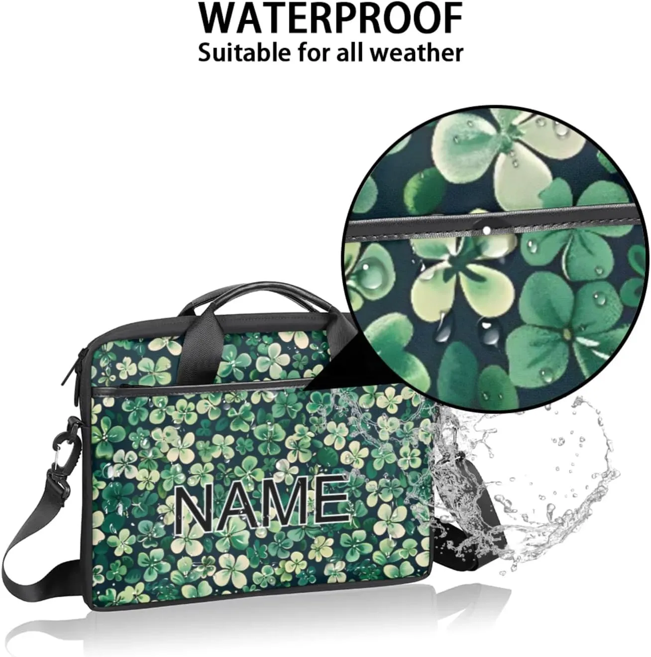 Custom Laptop Bag with Name Personalized 15 Inch Shoulder Computer Bag
