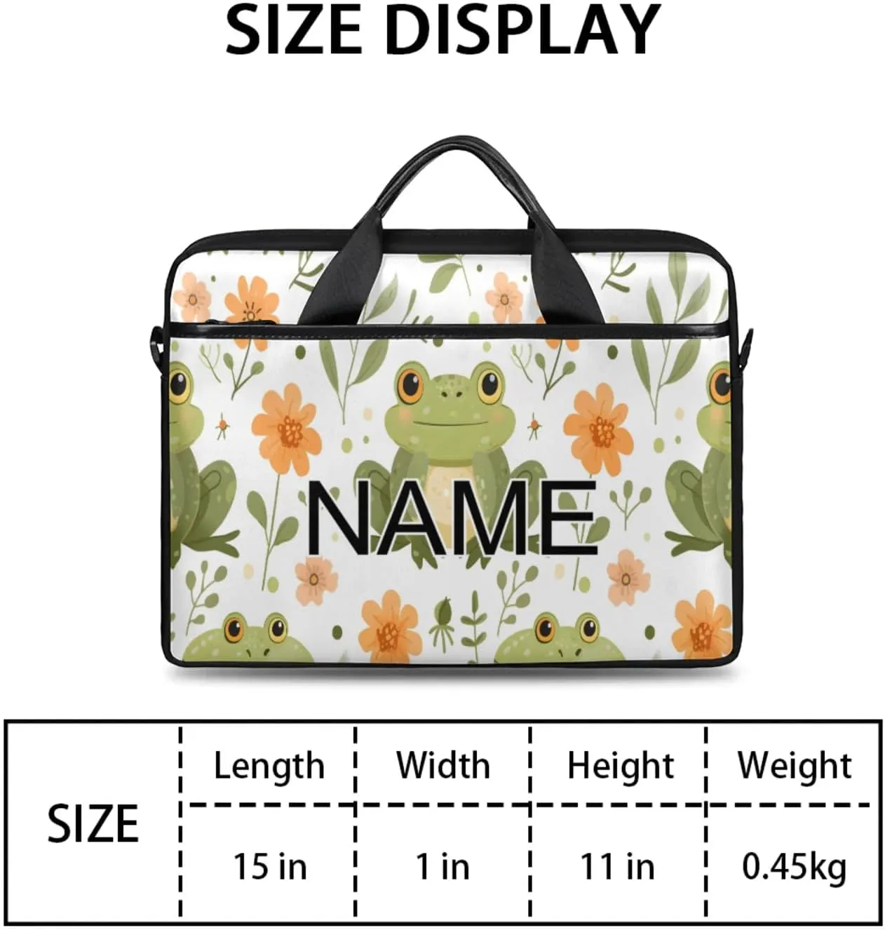 Custom Laptop Bag with Name Personalized 15 Inch Shoulder Computer Bag