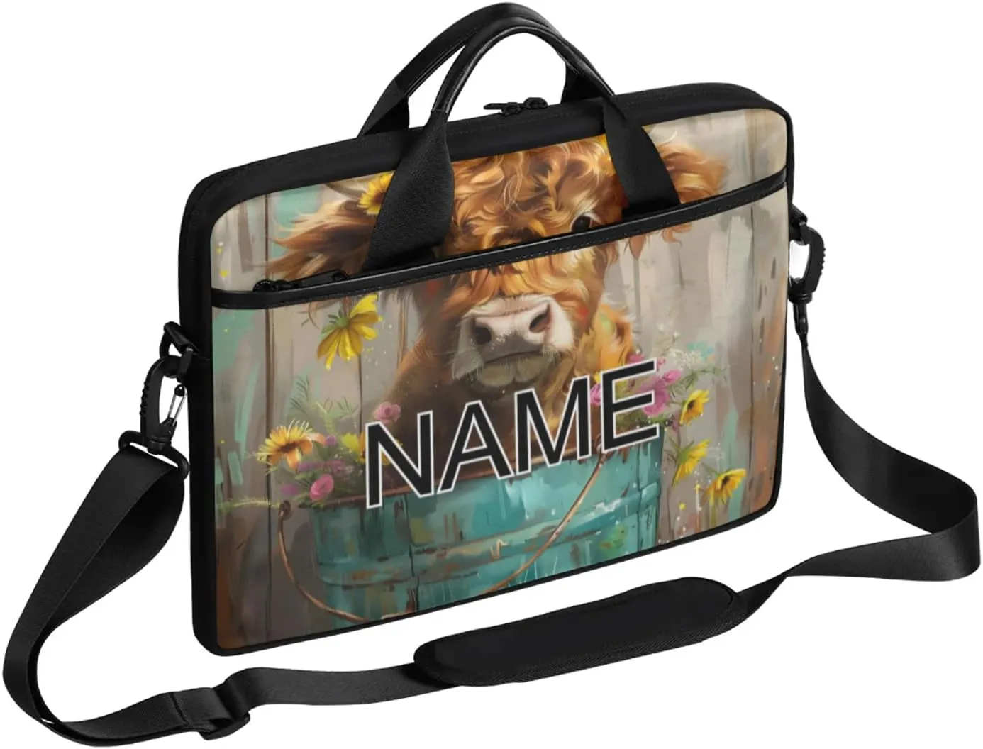 Custom Laptop Bag with Name Personalized 15 Inch Shoulder Computer Bag