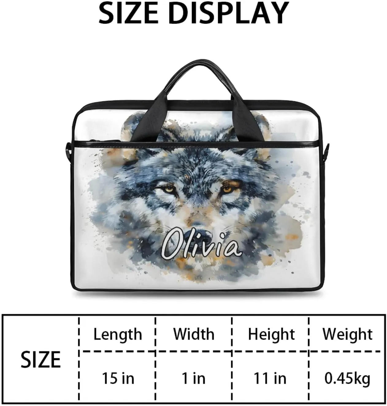 Custom Laptop Bag with Name Personalized 15 Inch Shoulder Computer Bag