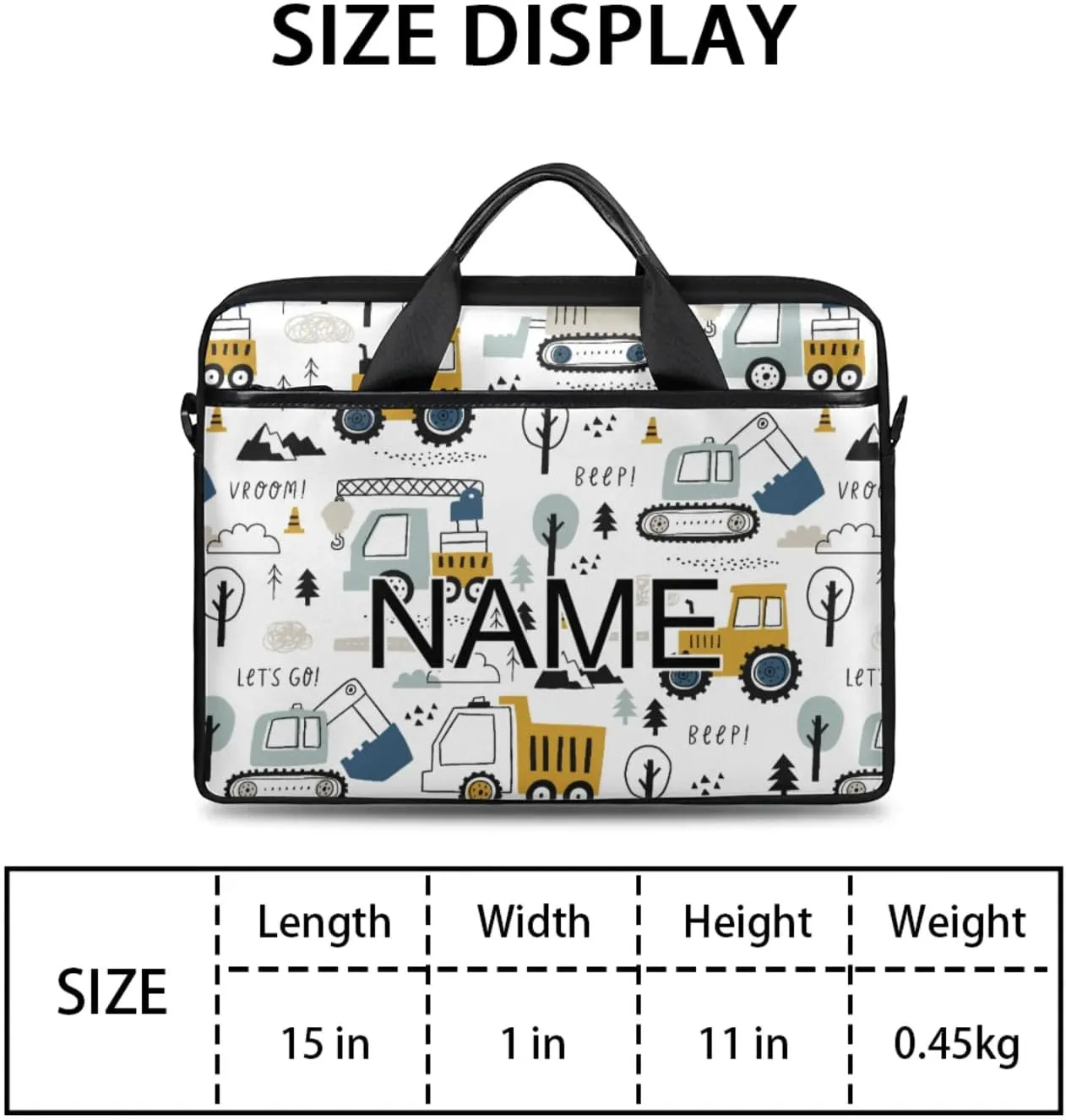 Custom Laptop Bag with Name Personalized 15 Inch Shoulder Computer Bag