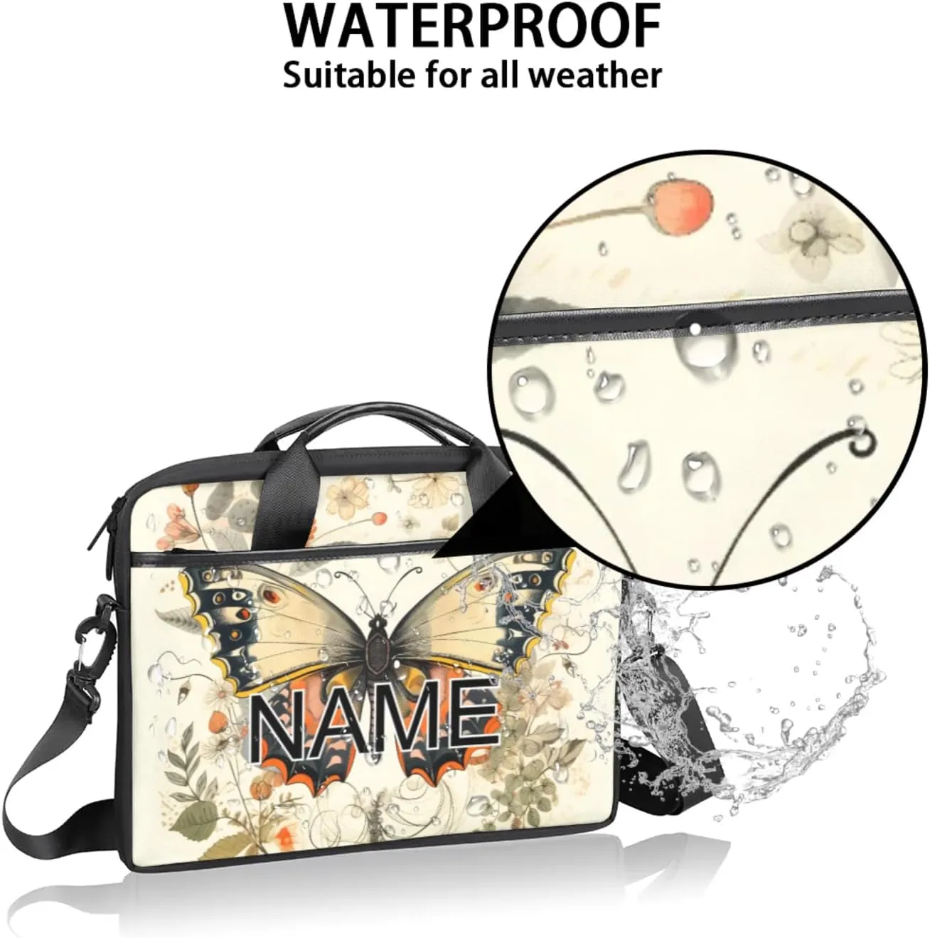 Custom Laptop Bag with Name Personalized 15 Inch Shoulder Computer Bag