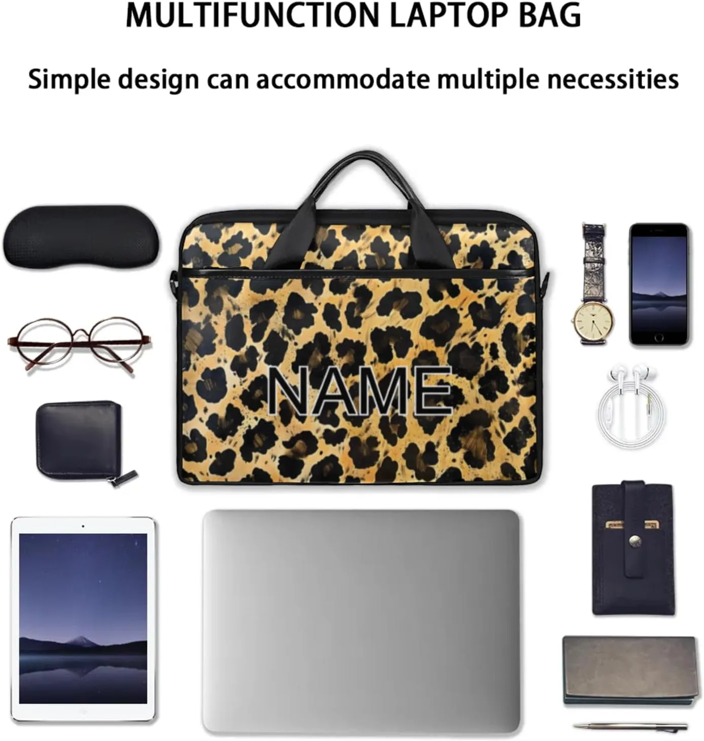 Custom Laptop Bag with Name Personalized 15 Inch Shoulder Computer Bag