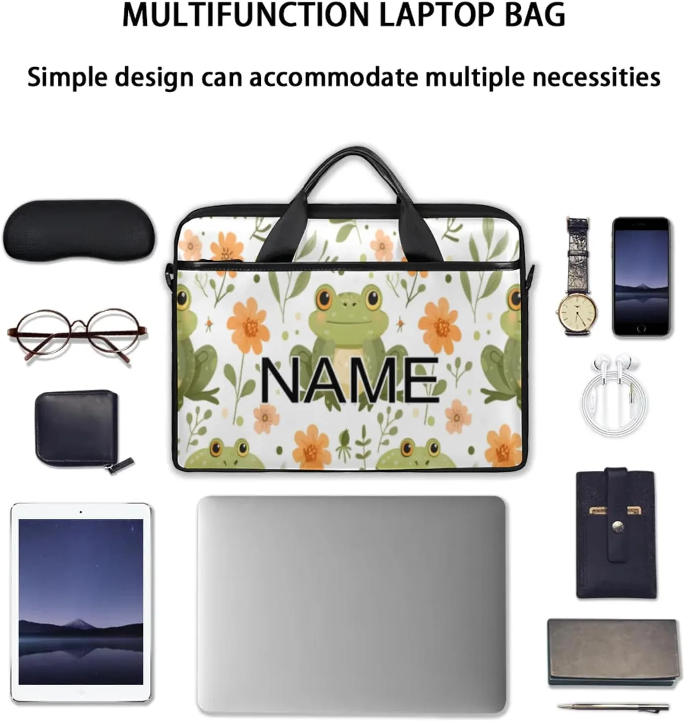 Custom Laptop Bag with Name Personalized 15 Inch Shoulder Computer Bag