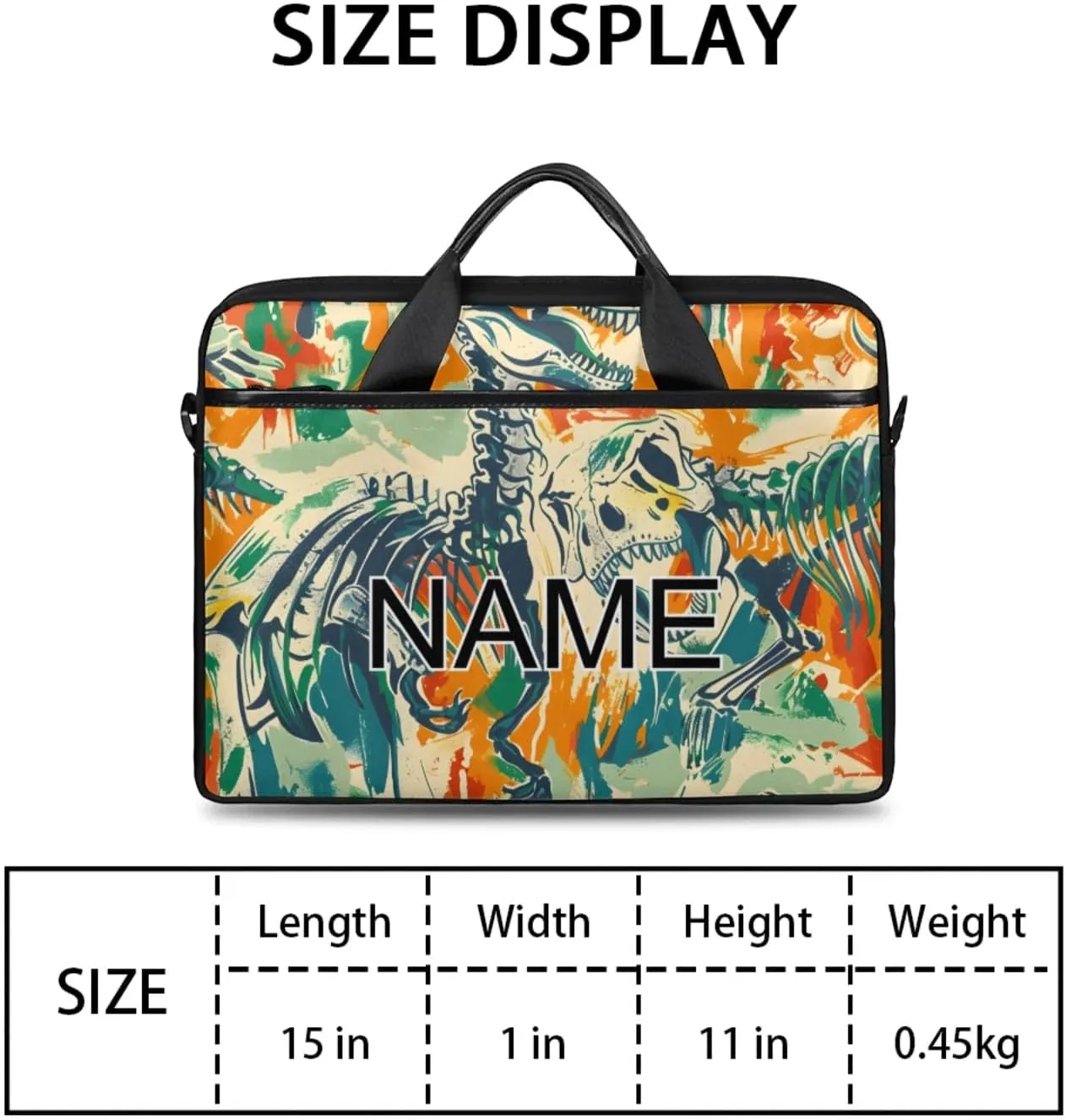 Custom Laptop Bag with Name Personalized 15 Inch Shoulder Computer Bag