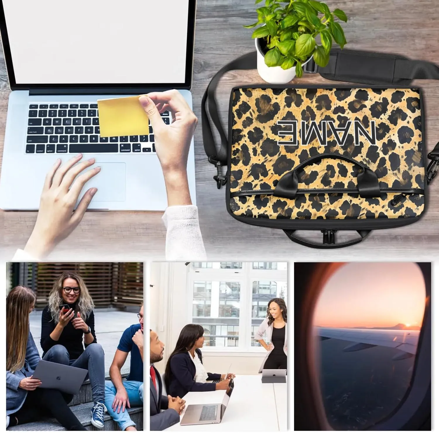 Custom Laptop Bag with Name Personalized 15 Inch Shoulder Computer Bag