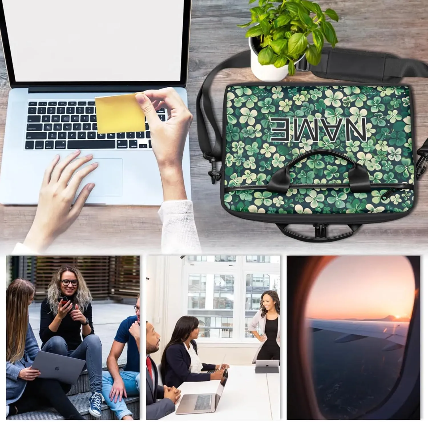 Custom Laptop Bag with Name Personalized 15 Inch Shoulder Computer Bag