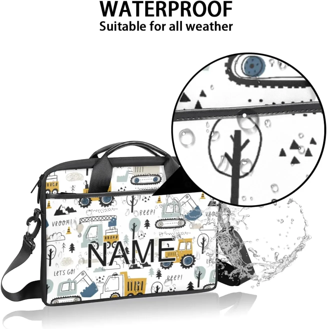 Custom Laptop Bag with Name Personalized 15 Inch Shoulder Computer Bag