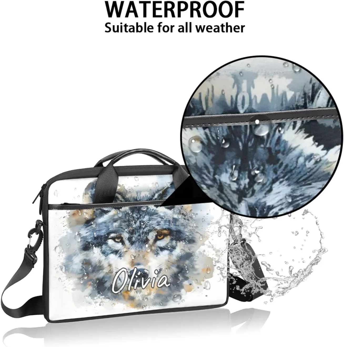 Custom Laptop Bag with Name Personalized 15 Inch Shoulder Computer Bag