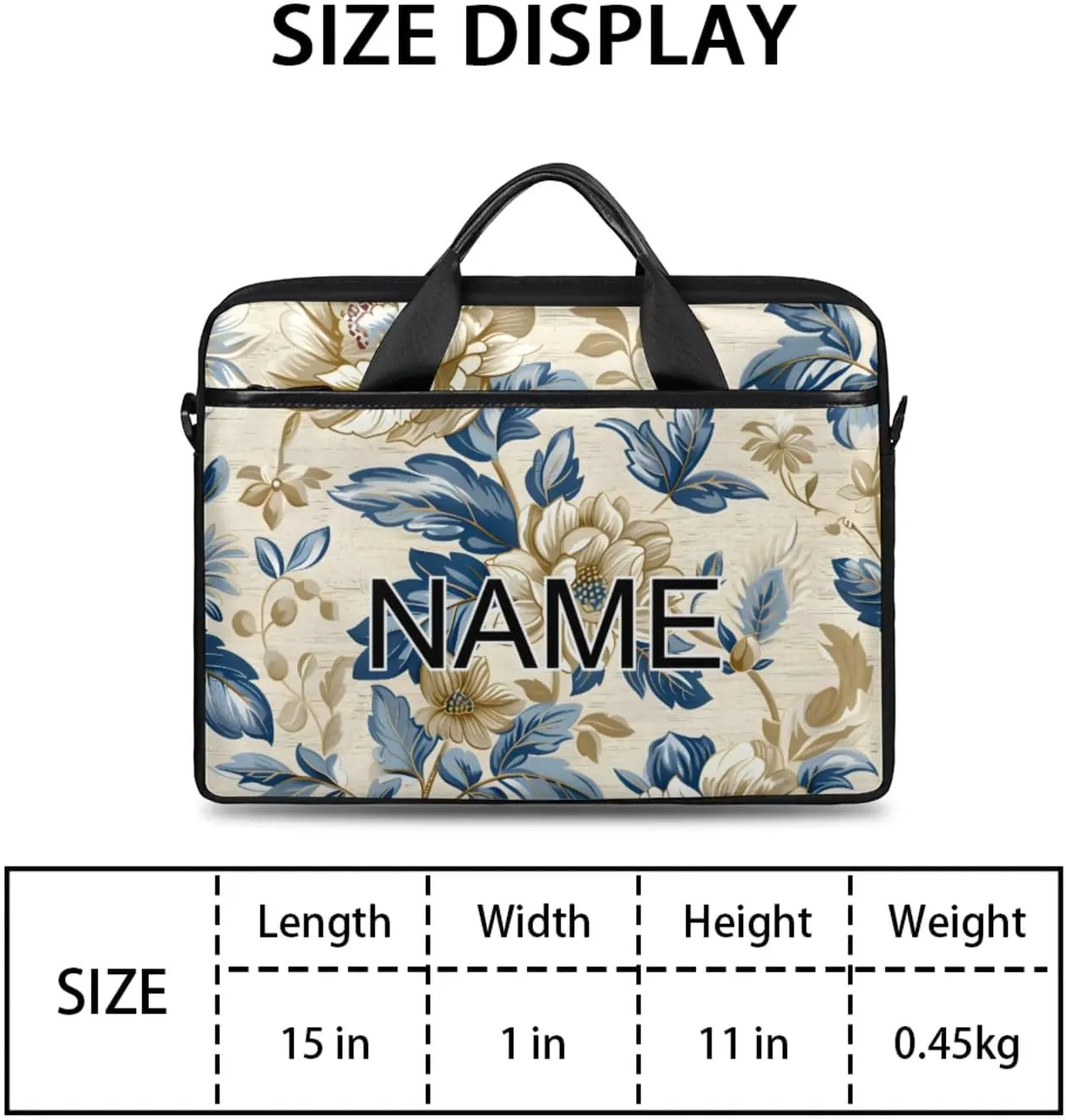 Custom Laptop Bag with Name Personalized 15 Inch Shoulder Computer Bag