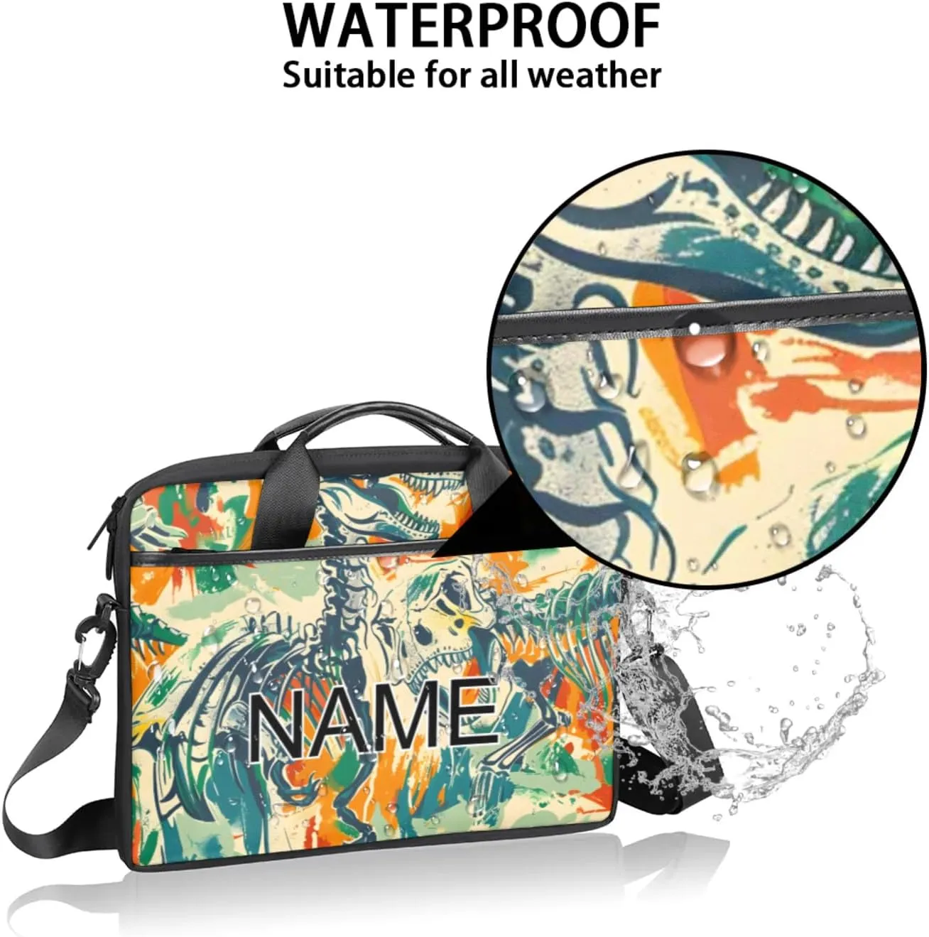 Custom Laptop Bag with Name Personalized 15 Inch Shoulder Computer Bag