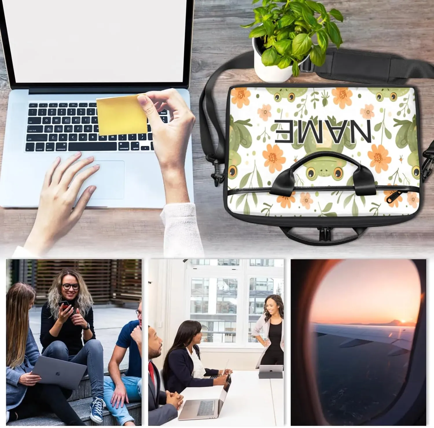 Custom Laptop Bag with Name Personalized 15 Inch Shoulder Computer Bag