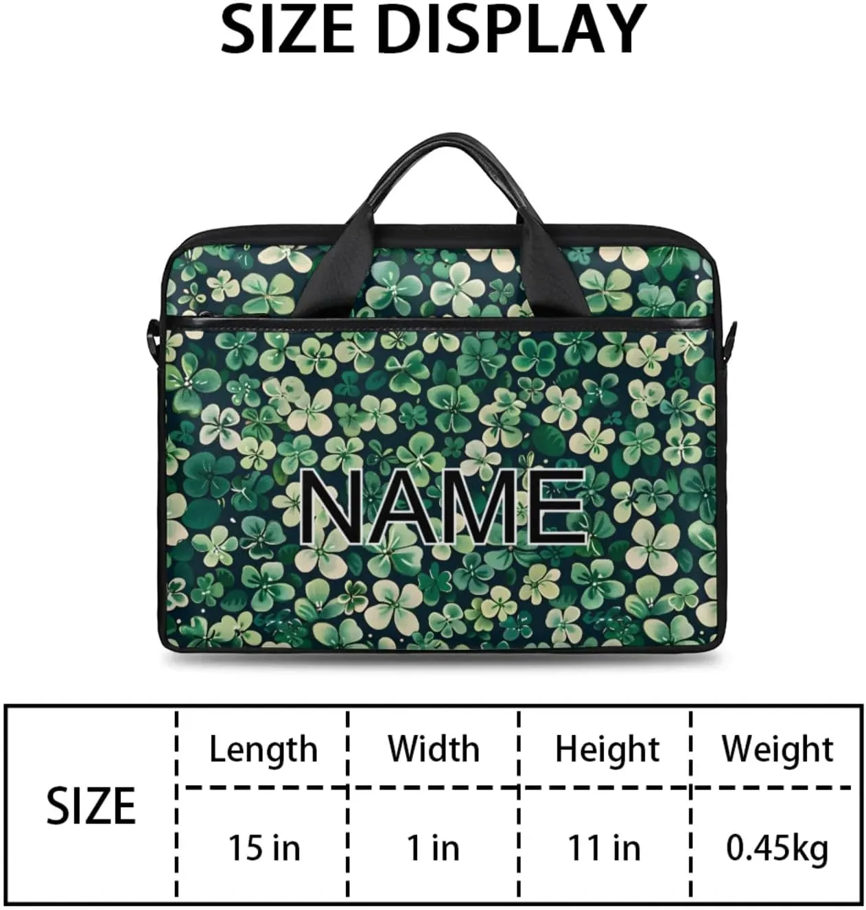 Custom Laptop Bag with Name Personalized 15 Inch Shoulder Computer Bag