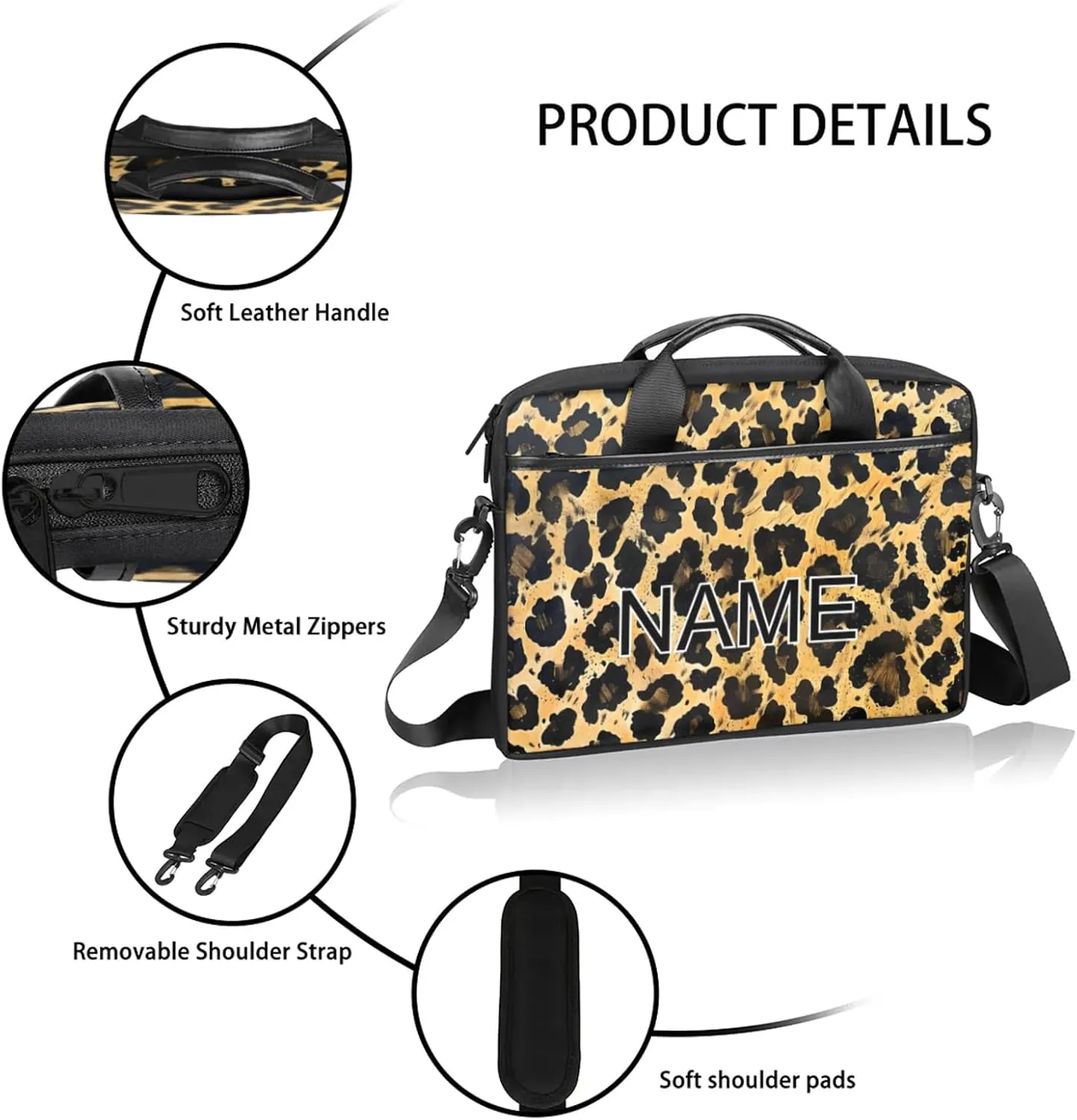 Custom Laptop Bag with Name Personalized 15 Inch Shoulder Computer Bag