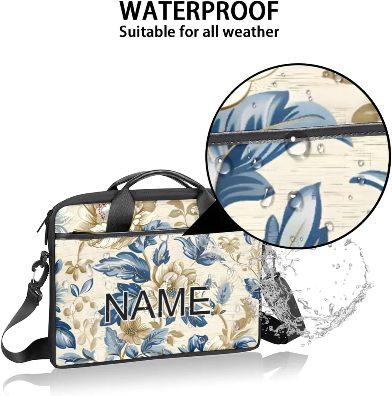 Custom Laptop Bag with Name Personalized 15 Inch Shoulder Computer Bag