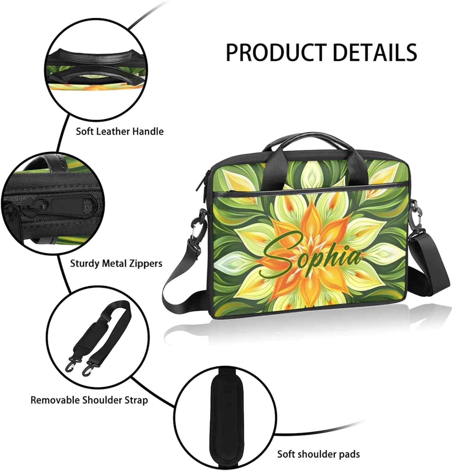 Custom Laptop-Bag with Name,Lightweight Portable Personalized Shoulder Computer-Bag,Customized Briefcase for Women