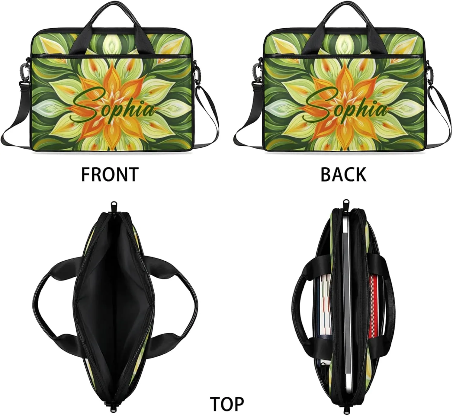 Custom Laptop-Bag with Name,Lightweight Portable Personalized Shoulder Computer-Bag,Customized Briefcase for Women