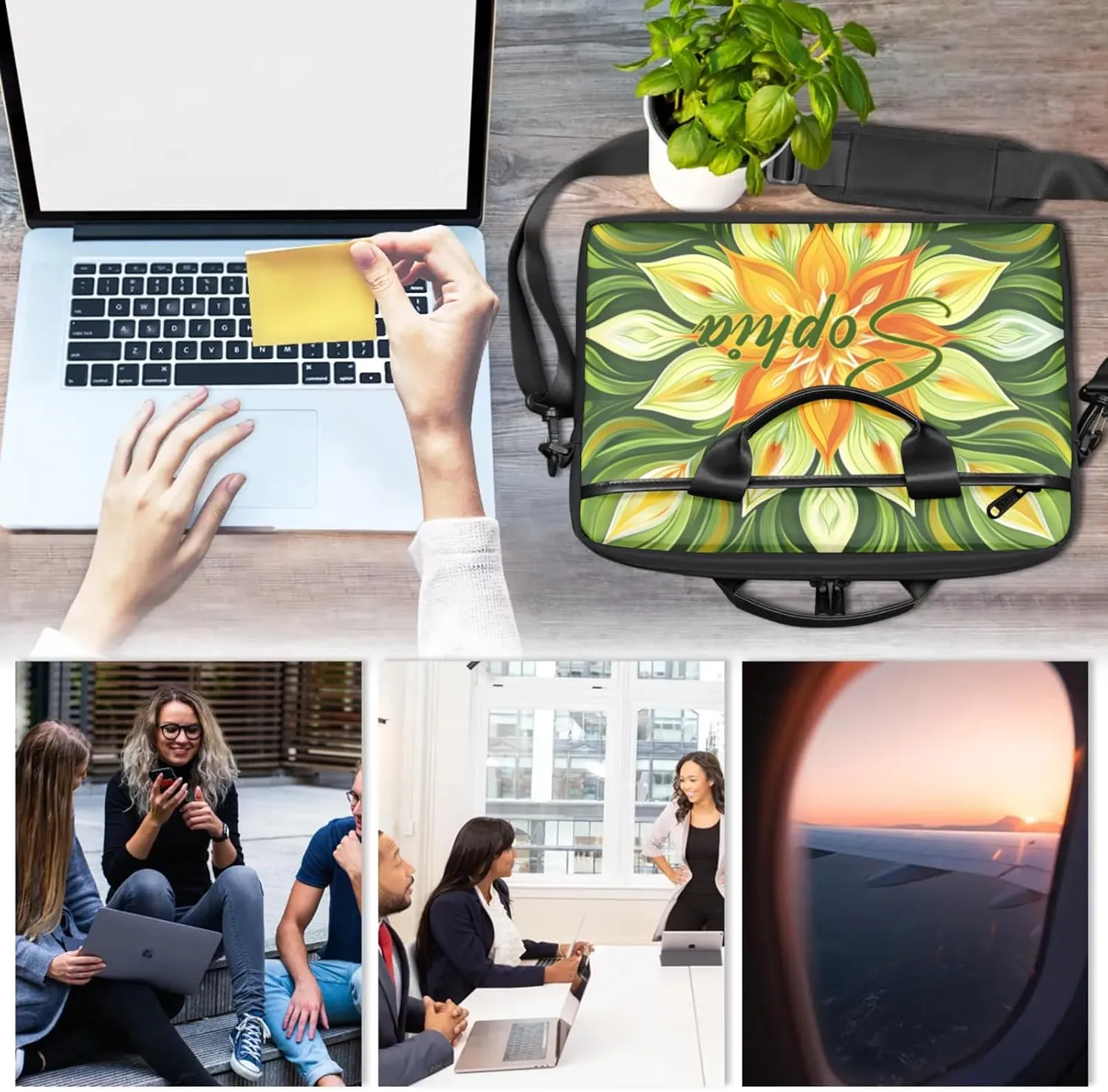 Custom Laptop-Bag with Name,Lightweight Portable Personalized Shoulder Computer-Bag,Customized Briefcase for Women