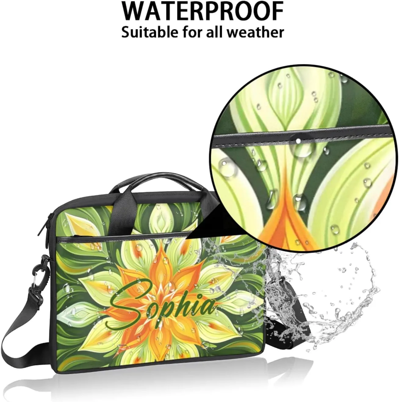 Custom Laptop-Bag with Name,Lightweight Portable Personalized Shoulder Computer-Bag,Customized Briefcase for Women