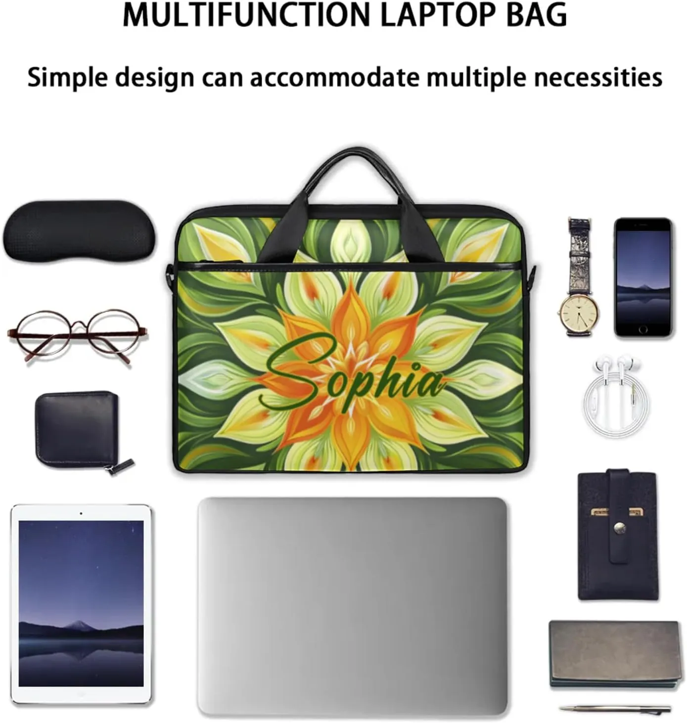 Custom Laptop-Bag with Name,Lightweight Portable Personalized Shoulder Computer-Bag,Customized Briefcase for Women