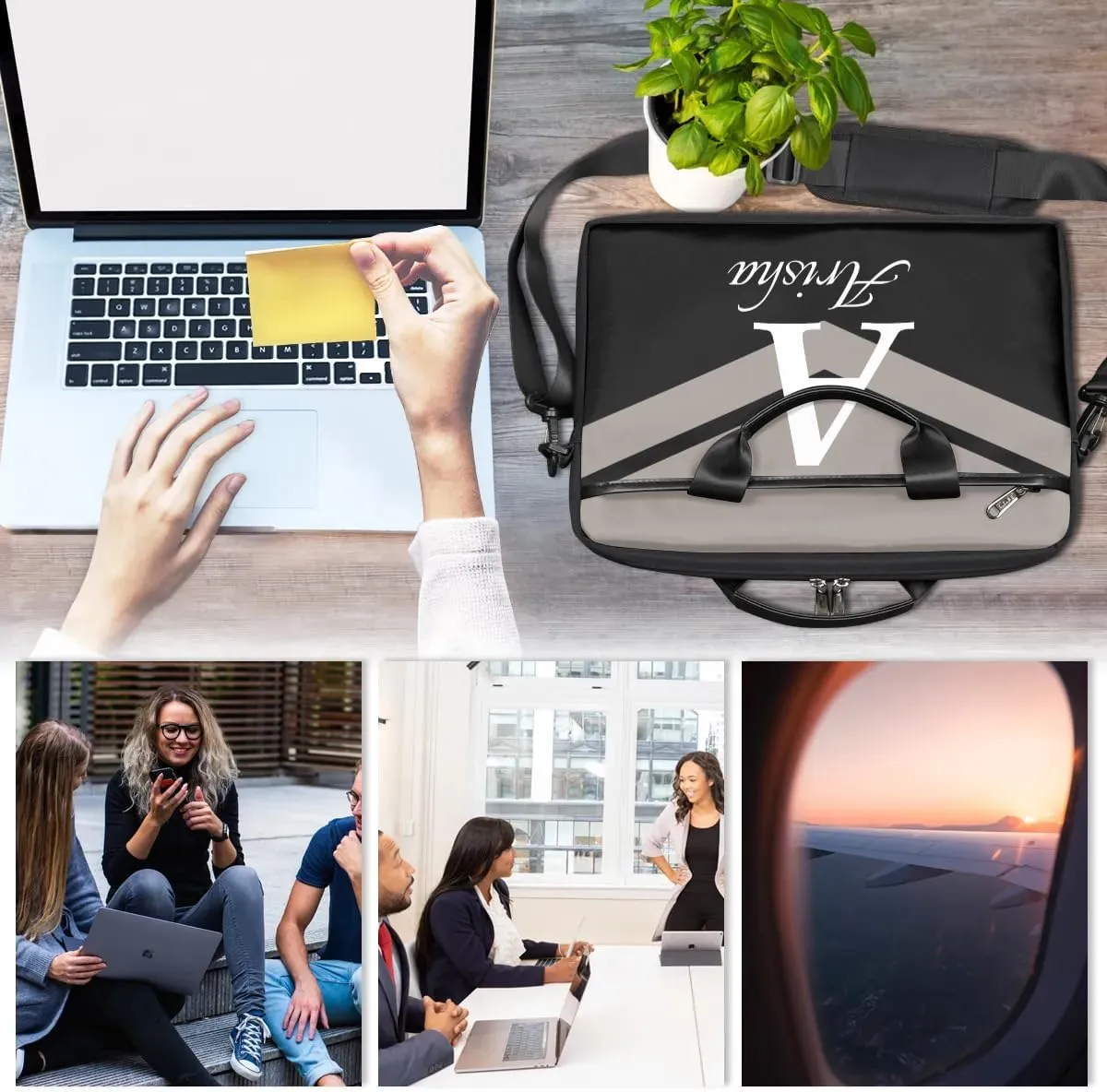 Custom Laptop Bag with Name,Personalized Laptop Shoulder Bag Add Your Own Name,Customized Portable Computer Pocket Case Gifts