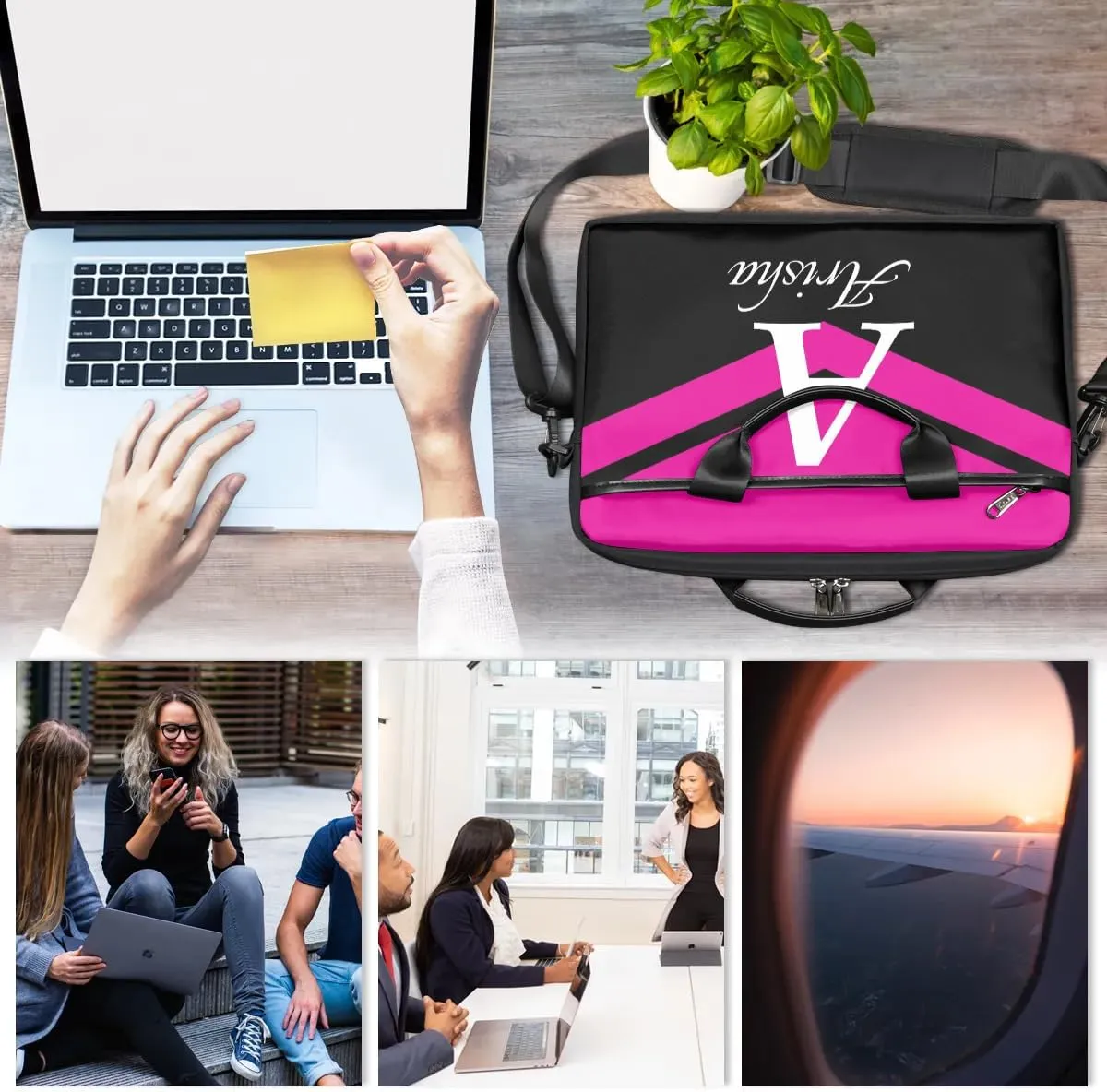 Custom Laptop Bag with Name,Personalized Laptop Shoulder Bag Add Your Own Name,Customized Portable Computer Pocket Case Gifts