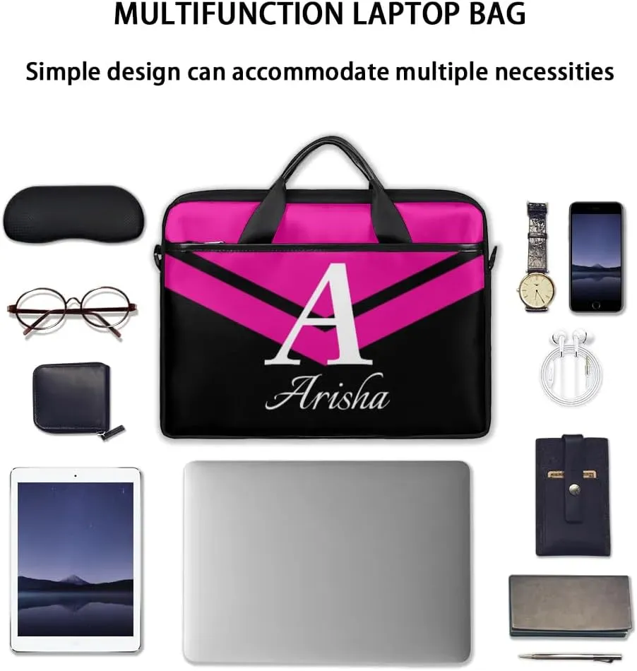 Custom Laptop Bag with Name,Personalized Laptop Shoulder Bag Add Your Own Name,Customized Portable Computer Pocket Case Gifts