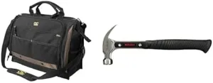 Custom Leathercraft1539 50-Pocket Tool Bag with Hultafors TC 16 XL Claw Hammer Bundle