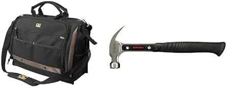Custom Leathercraft1539 50-Pocket Tool Bag with Hultafors TC 16 XL Claw Hammer Bundle